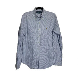 Ralph Lauren Men's Long Sleeve Blue Striped Shirt Size 15 34-35 Custom fit